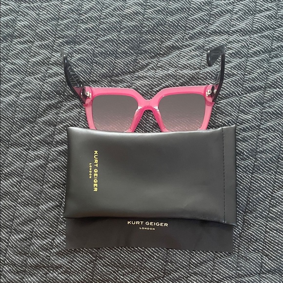 Kurt Geiger Black and Pink Square Sunglasses - Picture 7 of 10